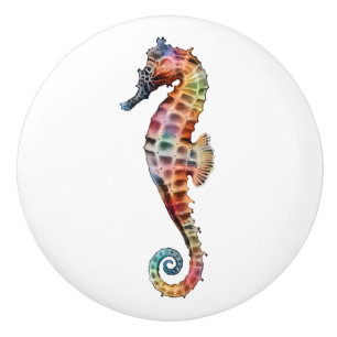 Seahorse Rainbow Ceramic Knob