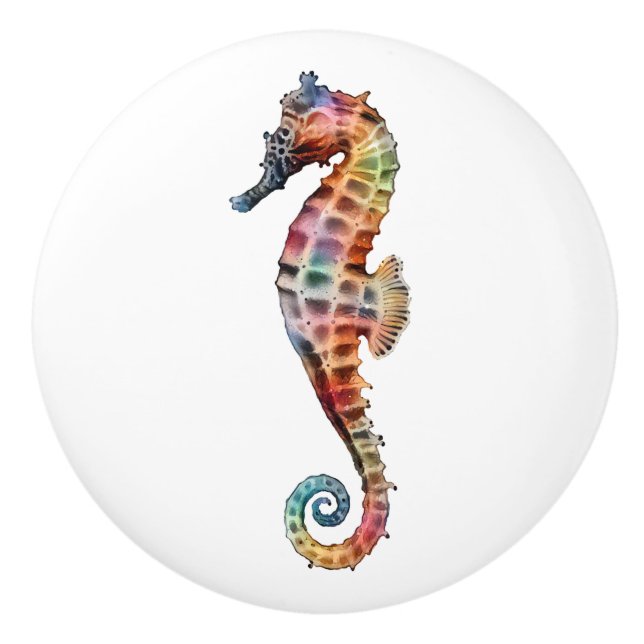 Seahorse Rainbow Ceramic Knob (Front)
