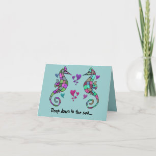 Seahorse Rainbow Valentines Cards