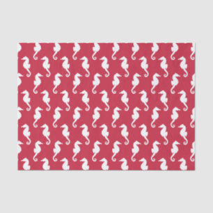Seahorse Red and White Pattern Decoupage Tissue Paper
