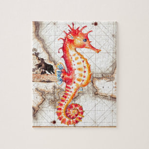 SEAHORSE RED MAP II JIGSAW PUZZLE