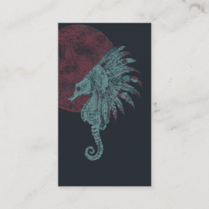 seahorse red moon business card