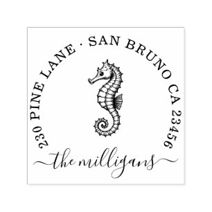 Seahorse Return Address Stamp – Ocean Elegance