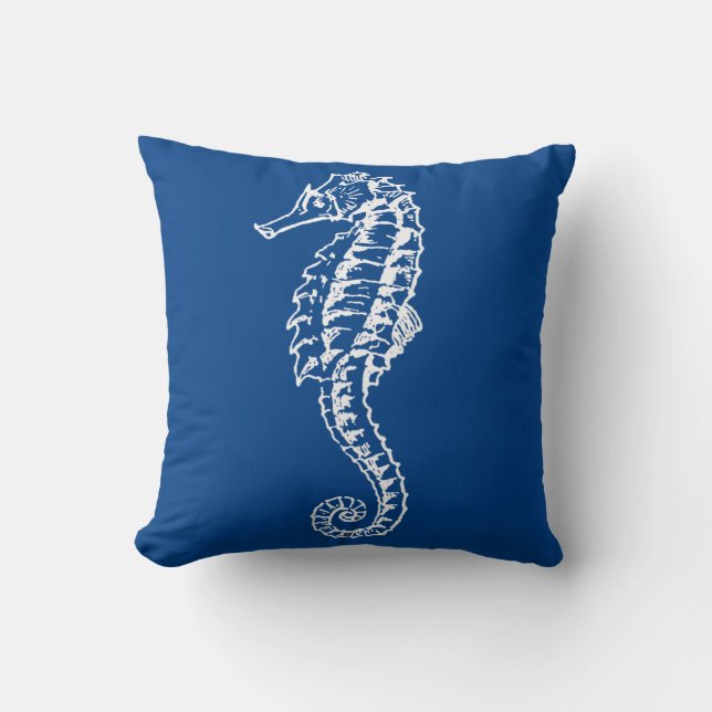 Seahorse Reversible Throw Pillow (Front)