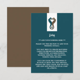 Seahorse Romance, Beach Wedding Detail Enclosure Card