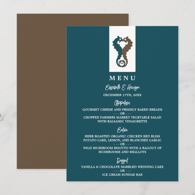Seahorse Romance, Beach Wedding Menu (Front/Back)