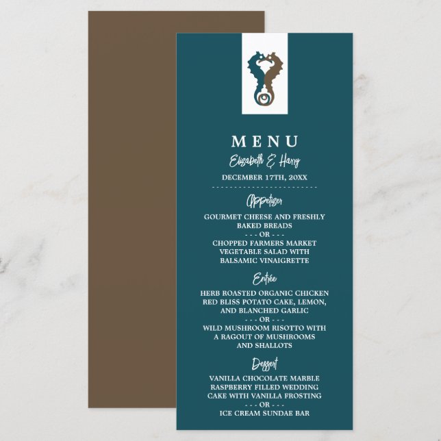 Seahorse Romance, Beach Wedding Menu (Front/Back)