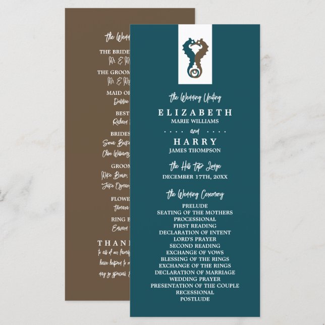 Seahorse Romance, Programme de mariage sur la plag (Devant / Derrière)