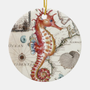 Seahorse Shabby Ceramic Ornament