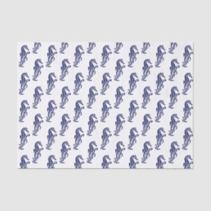 Seahorse Silhouette #2 Beach Theme - Blue Tissue Paper