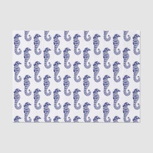 Seahorse Silhouette Beach Theme - Blue Tissue Paper