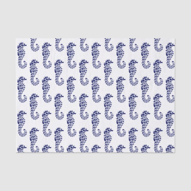 Seahorse Silhouette Beach Theme - Blue Tissue Paper (Front)