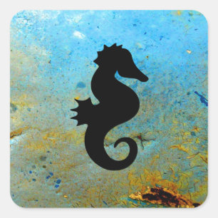 Seahorse Silhouette Square Sticker