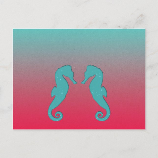 Seahorse silhouettes Simple aquatic nautical beach Postcard (Front)