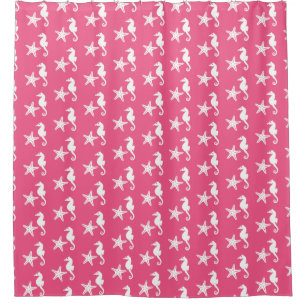 Seahorse & starfish - Coral Pink and White
