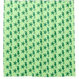 Seahorse & starfish - lime and emerald green