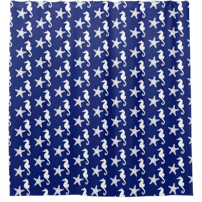 Seahorse & starfish - navy blue and white (Front)