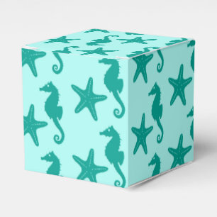 Seahorse & starfish - turquoise and aqua favor box