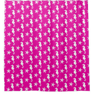 Seahorse & starfish - white on fuchsia pink