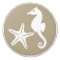 Seahorse & starfish - white on taupe tan