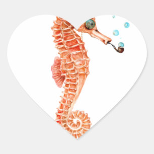 Seahorse Steampunk Heart Sticker