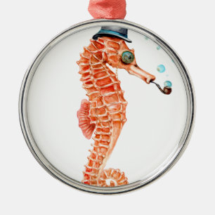 Seahorse Steampunk Metal Ornament