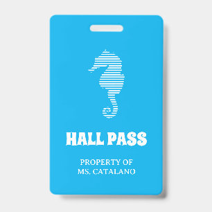 seahorse Teacher Hall Pass Badge