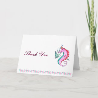 Seahorse Thank You Card in Art Deco Colours