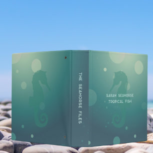 Seahorse Tropical Fish Blue Green Ocean Binder