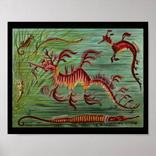 Seahorse Vintage Colour Art Print