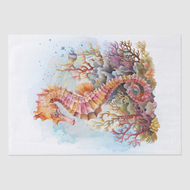 Seahorse Watercolor Tissue Paper (Front)