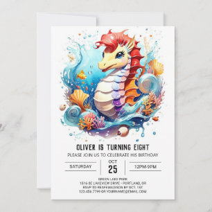 Seahorse Whispers Underwater Birthday Invitation