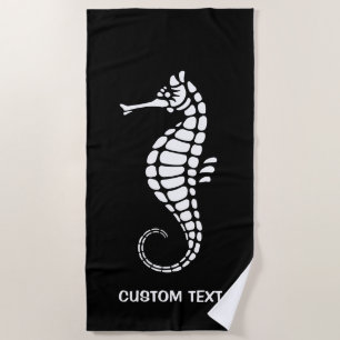 Seahorse White Beach Towel