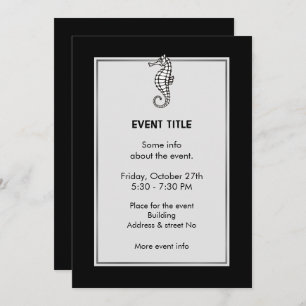 Seahorse White Invitation