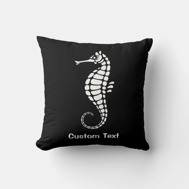 Seahorse White Throw Pillow (Front)