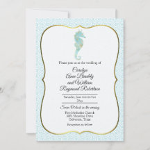 Seahorse with Aqua Wave Frame Wedding