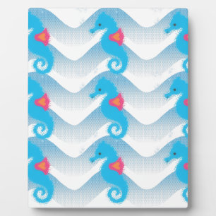 Seahorses And Blue Waves Pattern Plaque