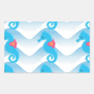 Seahorses And Blue Waves Pattern Sticker