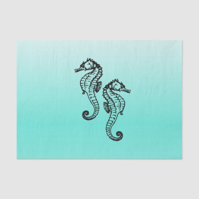 Seahorses Aqua Tissue Paper (Front)