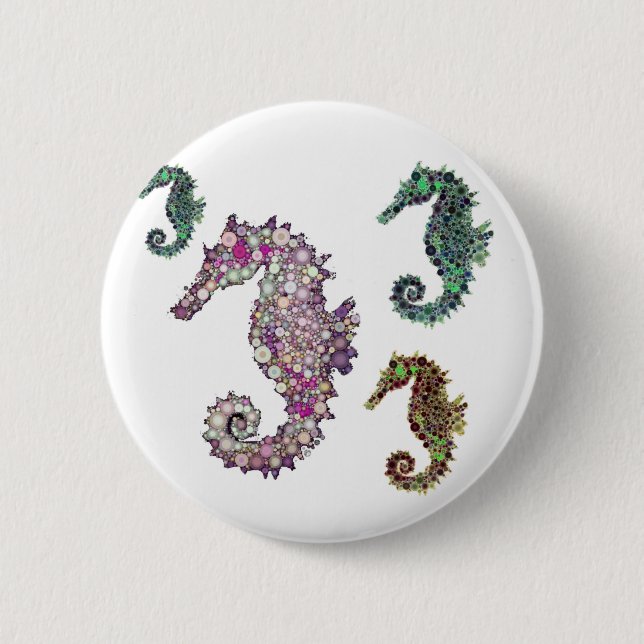 Seahorses Art by LeahG 2 Inch Round Button (Front)