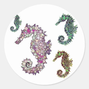 Seahorses Art by LeahG Classic Round Sticker