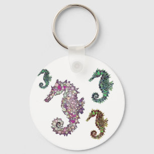 Seahorses Art by LeahG Keychain