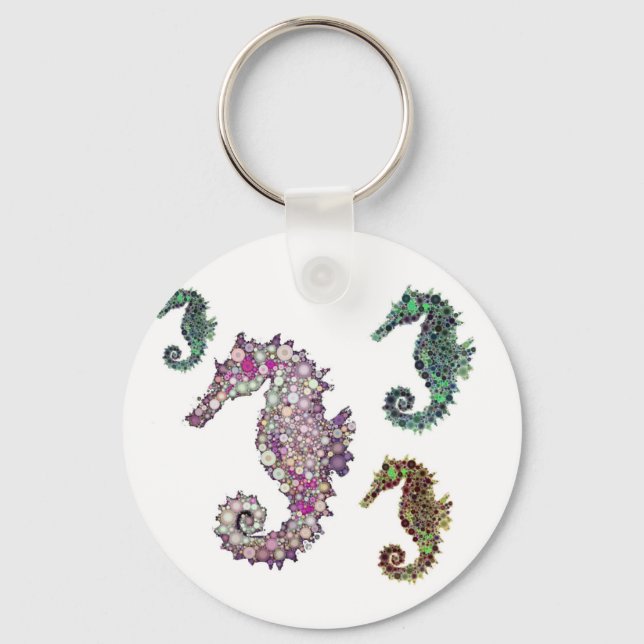 Seahorses Art by LeahG Keychain (Front)