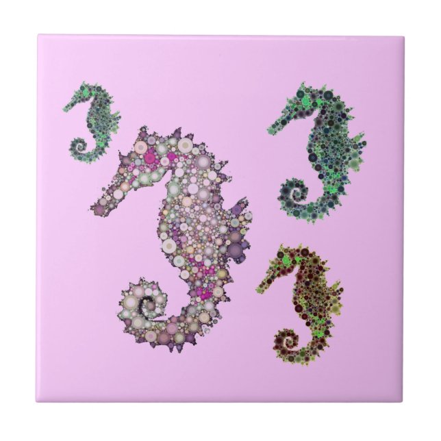 Seahorses Art by LeahG Tile (Front)