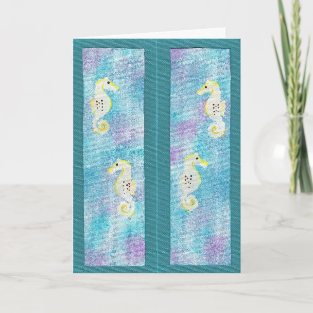 Seahorses, bookmark greeting cards (Front)