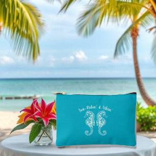 Seahorses-Fisherman Core-Hawaiian-Beach-Azure Accessory Pouch
