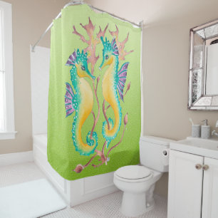 seahorses lime stained glass