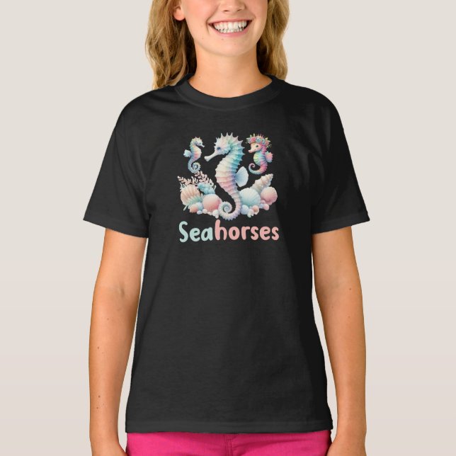 Seahorses, Ocean Creature Graphic  T-Shirt (Front)