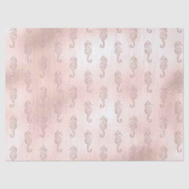 Seahorses on Pink Decoupage Tissue Paper (Front)