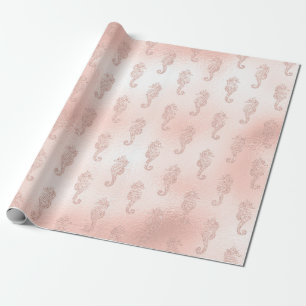 Seahorses on Pink Wrapping Paper